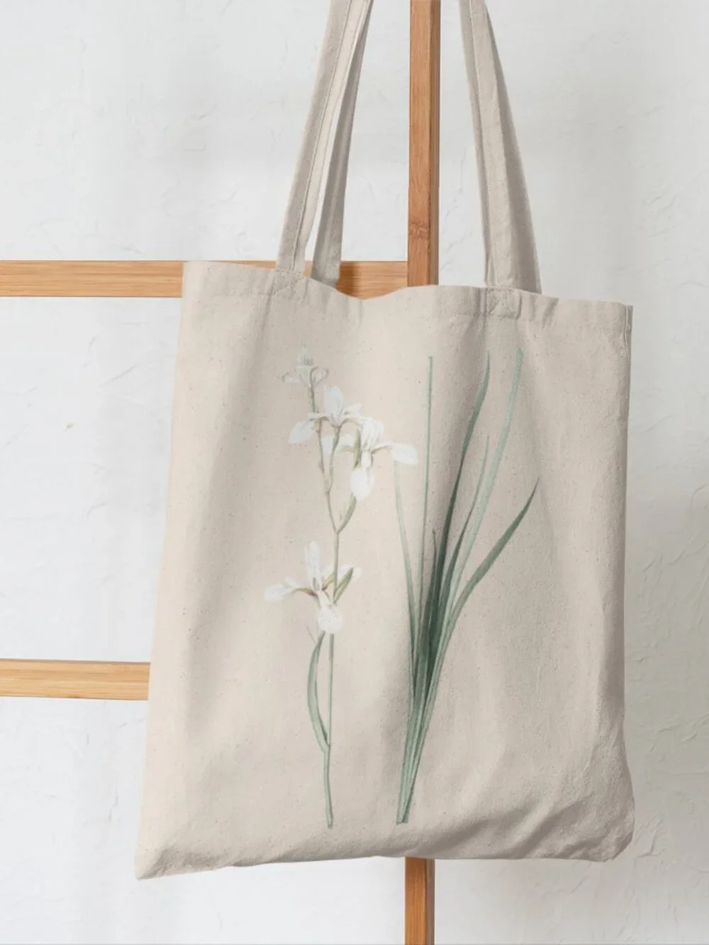 Siberian Iris Vintage Floral Print Graphic Canvas Tote Bag